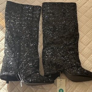 A New Day Women's Glittering Black Over the Knee Boots